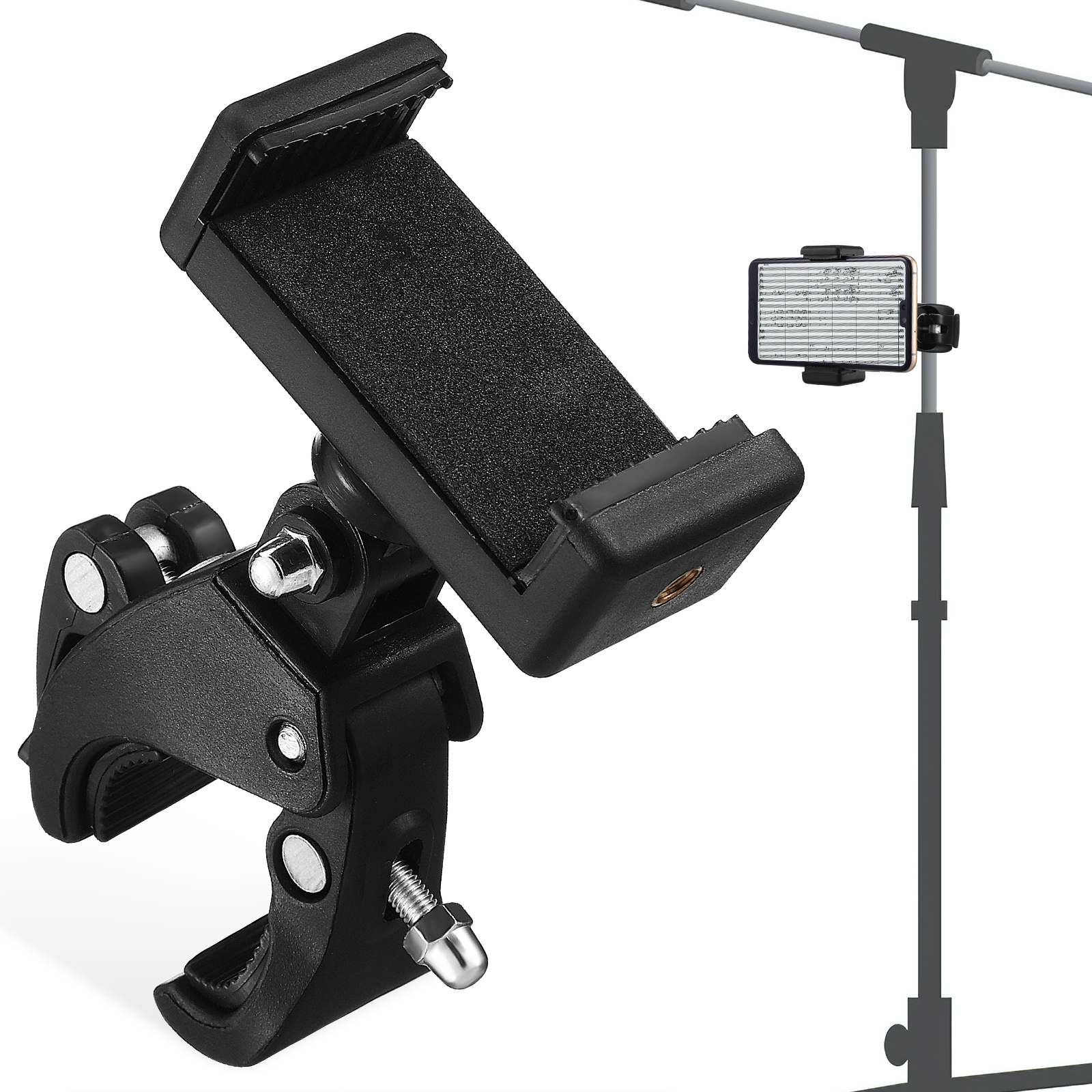1 Set Mic Stand Phone Holder Adjustable Phone Holder Microphone Stand Phone Clip