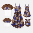 thumbnail image 1 of PatPat Family Matching Tropical Plant Print Short-sleeve Tee or Camisole Belted Dress Set, 1 of 7