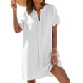thumbnail image 2 of NIEWTR Women's Lightweight Open Front Long Cardigan Cover Up Short Sleeve Bathing Suit Cover Up(White,L), 2 of 9