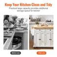 thumbnail image 4 of KFFKFF Mobile Kitchen Cart with Sturdy Wood Surface, 35.4" Broad, Equipped with Storage Compartment, Movable Dining Table Incorporating Spice Holder, Towel Hanger, and Compartment, 4 of 9