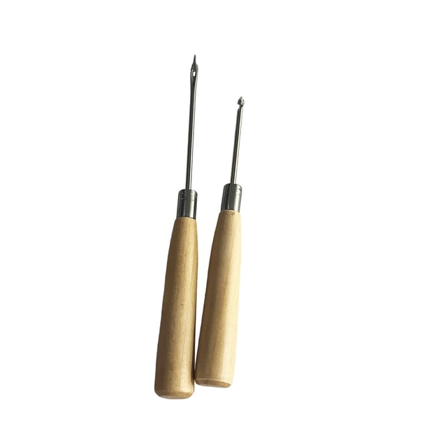 Xingzhi 2piece Easy To Carry And Durable Awl For Sewing Handmade With Classic Wooden Handle Awl Hole Puncher 1Set