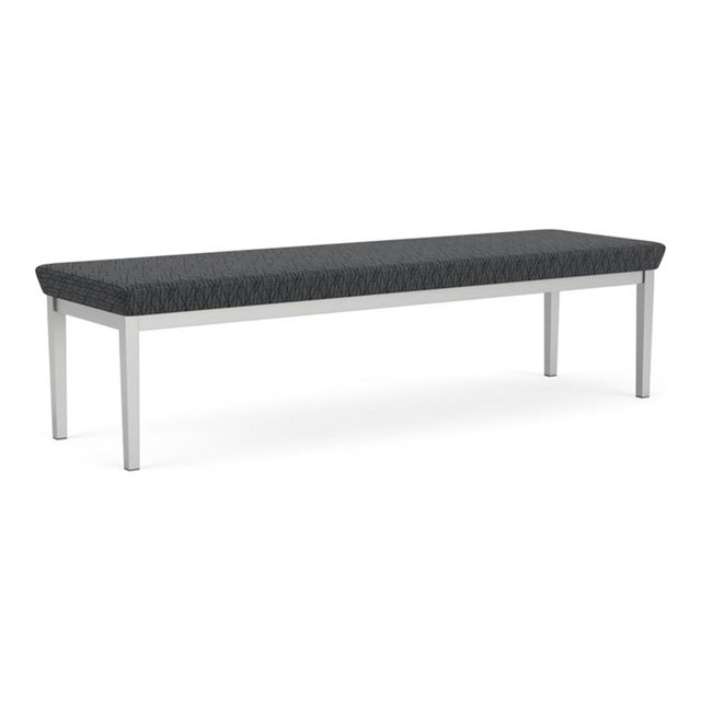 Lenox Steel Reception Waiting Room 3-Seat Bench / Silver Steel / Dark Gray
