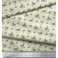 thumbnail image 2 of Soimoi Yellow Velvet Fabric Wreath & Butterfly Printed Fabric 1 Yard 58 Inch Wide, 2 of 5