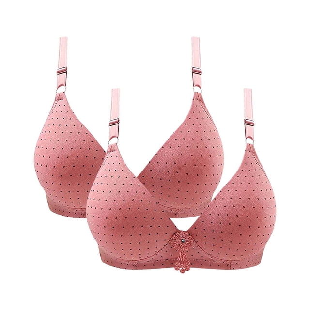 Timegard 2pc Bras for Women No Underwire Deep V Neck Comfort Breathable Bra Full Coverage Daily Bralette
