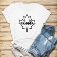 thumbnail image 3 of Povozer T-Shirts pour Femmes Canada Drapeau de la Fête du Canada Manches Courtes Feuille d'Érable T-Shirt Haut (Blanc, P), 3 of 5