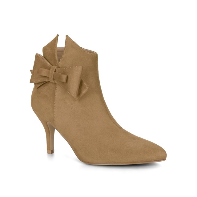 Unique Bargains Women's Flower Point Toe Size Zipper Stiletto Heel Ankle Boots