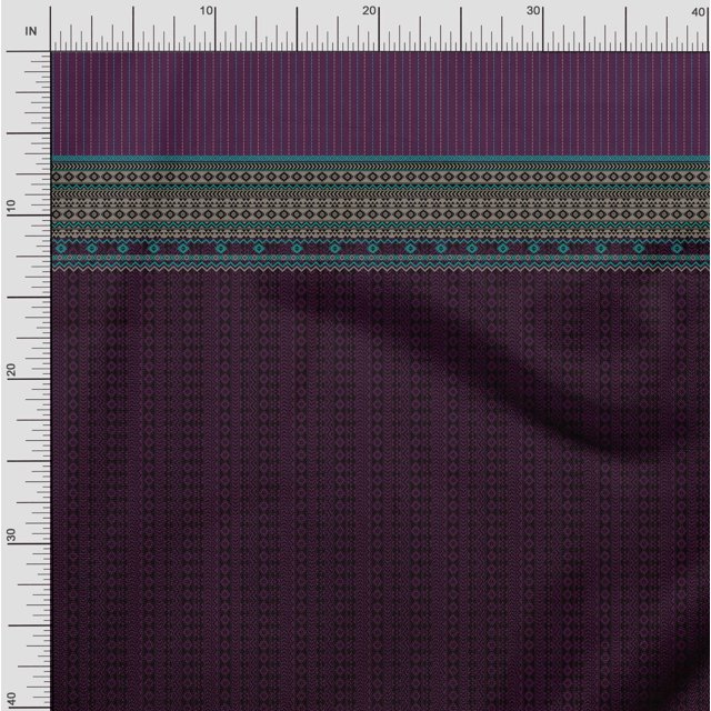 Soimoi Poly Georgette Fabric Stripe & Aztec Panel Print Fabric by The Yard 42 Inch Wide