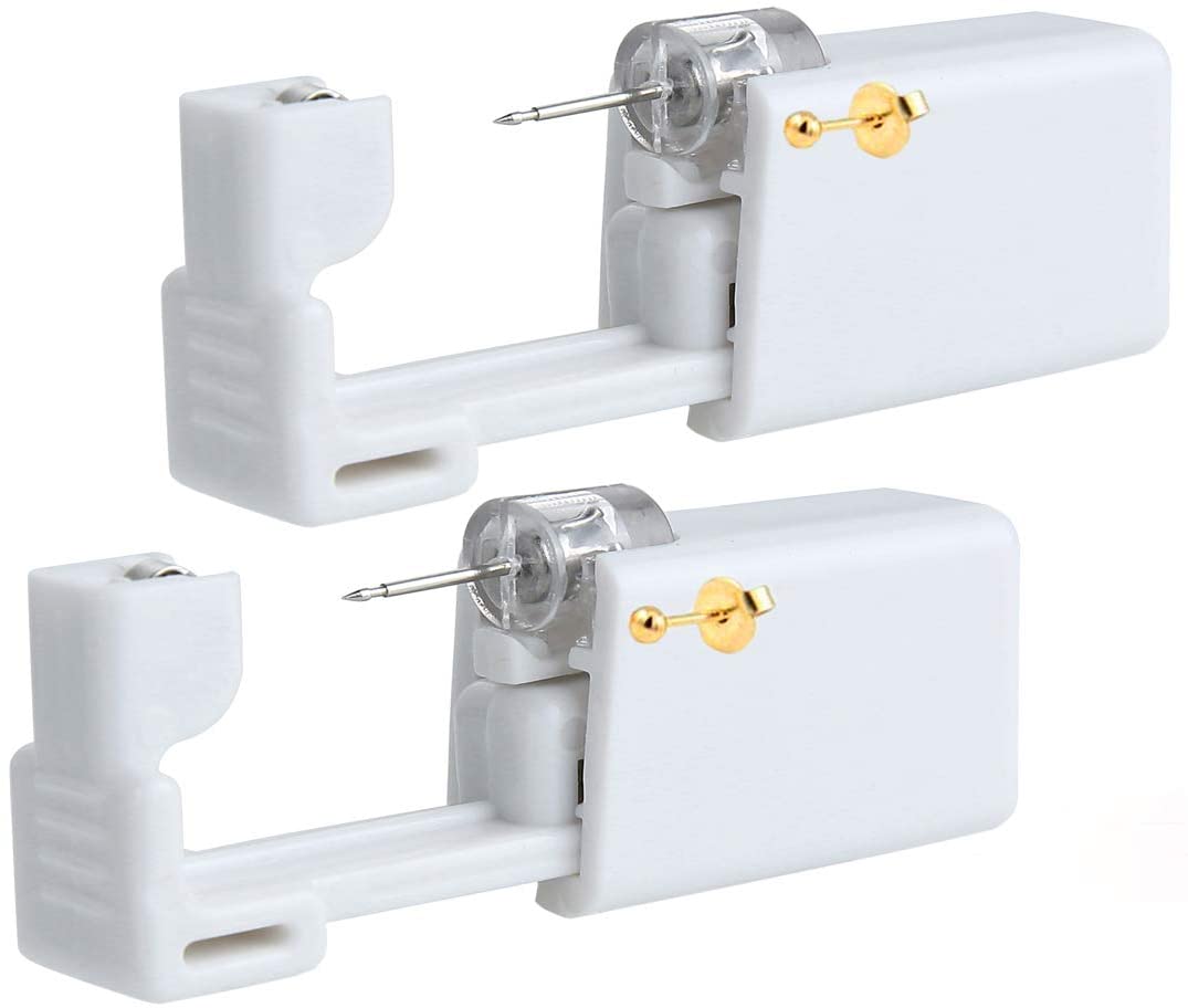 GFDYREE 2 Pcs Pistolet de Perçage d'Oreille Automatique Jetable Kit de Pistolet de Perçage d'Oreille Automatique Kit de Pistolet de Perçage d'Oreille de Sécurité Outil - 3mm Or