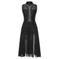 thumbnail image 3 of Sinleey Costumes de Danse Lyrique pour Femmes Robe Longue Fluide en Tulle Sans Manches à Sequins Moderne Contemporain Noir TG, 3 of 6