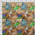 thumbnail image 4 of oneOone Polyester Spandex Dark Mustard Fabric Ocean Life Craft Projects Decor Fabric Printed By The Yard 56 Inch Wide, 4 of 5