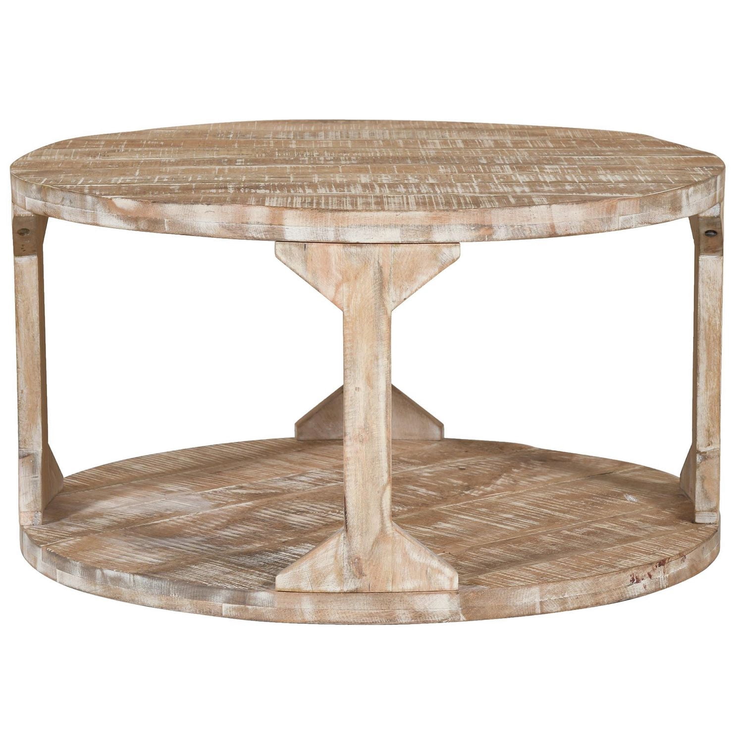 Table de salon rustique moderne en bois massif, naturel vieilli