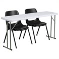 thumbnail image 1 of Bowery Hill Ensemble de Table Pliante et 2 Chaises Empilables, Noir et Blanc, 3 Unités, 1 of 1