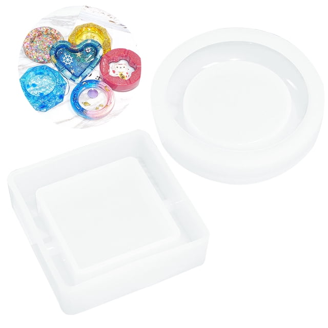 Coofit 2PCS Resin Silicone Mold Creative Casting Mold Resin Art Mold for DIY Ashtray
