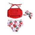 thumbnail image 1 of MIASHUI Girls Two Piece Bathing Suit Bikini Swimsuit Striped Ruffle Swimwear,Red,0-6 Months, 1 of 5