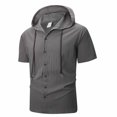 thumbnail image 1 of RXMEKW Cardigan à Capuche Léger en Polyester pour Hommes, Haut Décontracté à Manches Courtes à Boutons devant pour Hommes, Coupe Régulière, 1 of 9