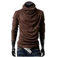 thumbnail image 1 of Chandails d'Automne à Manches Longues pour Hommes Chandail Uni à Col Montant Chandail à Manches Longues Ample Chandail de Base Hauts Chandail Col Roulé Chandail pour Hommes Hauts Chandail d'Automne P-105 Café L, 1 of 1