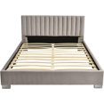 thumbnail image 2 of Costway Upholstered Bed Frame Full Size Modern Platform Bed with Vertical Channel Headboard No Box Spring Needed Grey, 2 of 9