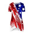 thumbnail image 4 of Hauts d'Été pour Femmes 2023 Coupe Ample Col Rond Manches Courtes T-Shirts T-Shirts Graphiques Étoiles et Rayures Blouses Décontractées et Confortables, 4 of 5