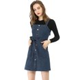 thumbnail image 1 of INSPIRE CHIC Women's Spring Summer Adjustable Strap a-Line Jeans Denim Dress Dark Blue 3XL, 1 of 7