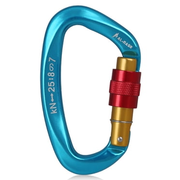 25KN Professional Climbing Carabiner Screw Locking Gate Carabiner Heavy Duty D-shape Climbing Buckle D-ring Carabiner Lightweight Hammock Locking Clip for Climbing Rappelling Canyoning Hammock