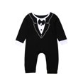 thumbnail image 1 of ZAXARRA Boy's One-piece Jumpsuit with Patchwork Bow Tie for Daily/Formal Wear, 1 of 7