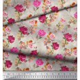 thumbnail image 3 of Soimoi Pink Poly Georgette Fabric Leaves & Floral Printed Craft Fabric by The Yard 52 Inch Wide, 3 of 3