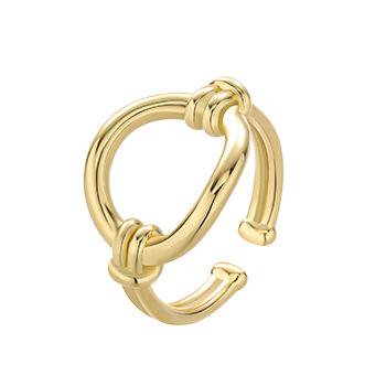 S925 Silver Sterling Ring Women's Round Hollow Knot Ring with Size Adjustable