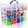 thumbnail image 2 of EIGTHTAIL Casewin 3 Tier Blue Transparent Plastic Stackable Storage Box - Adjustable Compartment Slots - Max 30 Compartments - Container for Storing & Organising Toys  Jewellery  Beads  A, 2 of 8
