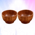 thumbnail image 3 of 2 Pcs Bol en Bois Fait à la Main Résistant aux Bris Anti-Choc Sans Assiette pour Cuisine Maison Restaurant (Brun), 3 of 6