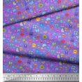 thumbnail image 3 of Soimoi Purple Cotton Duck Fabric Insect,Sun & Cartoon Alphabets Text Print Fabric by The Yard 56 Inch Wide, 3 of 3