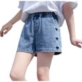 thumbnail image 1 of Birdeem Spring and Summer Cute Print Girls Pocket Elastic Waist Comfy Shorts Jeans, 1 of 12