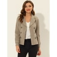 thumbnail image 3 of INSPIRE CHIC Women's Winter Worsted Notched Lapel Double Breasted Short Peacoat Light Brown M, 3 of 6