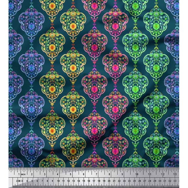 Soimoi Moss Georgette Fabric Floral & Damask Ethnic Print Fabric by Yard 42 Inch Wide
