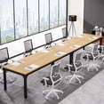 thumbnail image 3 of Tribesigns 6.5FT Modern Office Conference Table, 78.74-Inch Large Seminar Meeting Desk with Metal Legs and Adjustable Pads, Boardroom Training Table, Light Walnut, 3 of 5