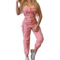 thumbnail image 1 of Innerwin Jumpsuits Sleeveless Women Long Pants Summer With Pockets Solid Color Romper Pink 4XL, 1 of 7