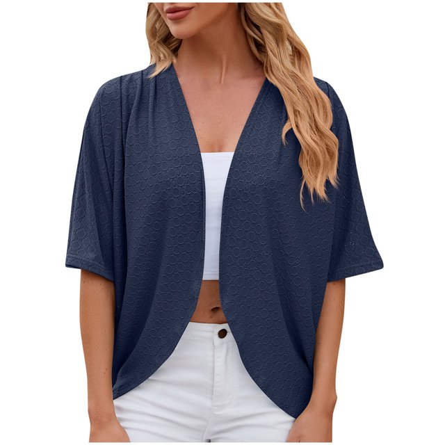 Cardigan pour Femmes Cardigan Uni pour Femmes Veste Cardigan à Manches 5/4 et Haut à Volants Cardigan