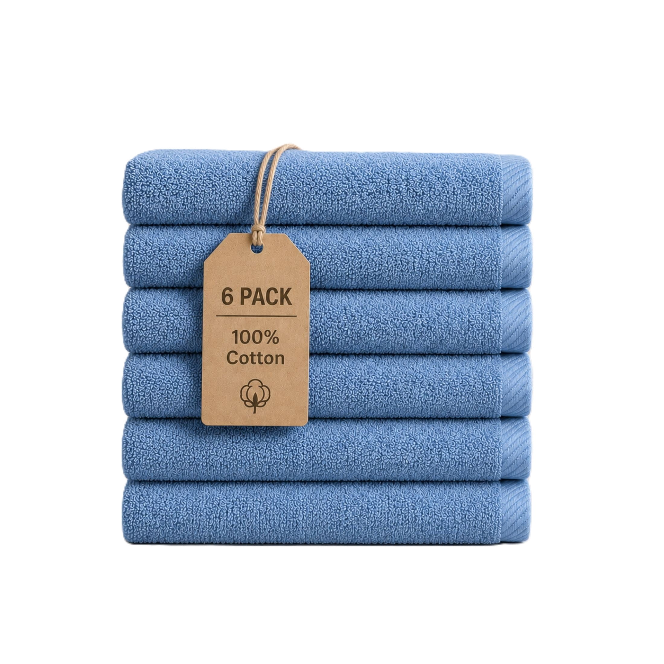 Ensemble de 6 serviettes bain Swift Home — 100 % coton, luxueusement douces, très absorbantes, séchage rapide, aqua
