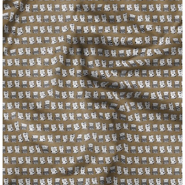 Soimoi Moss Tissu Georgette Motif Animal Chat Tissu au Mètre 42 Pouces de Large