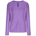 thumbnail image 4 of Yuyuzo Womens Long Sleeve Fall Tops Half Button V Neck Loose Fitted Shirts Comfy Textured Blouses, 4 of 5