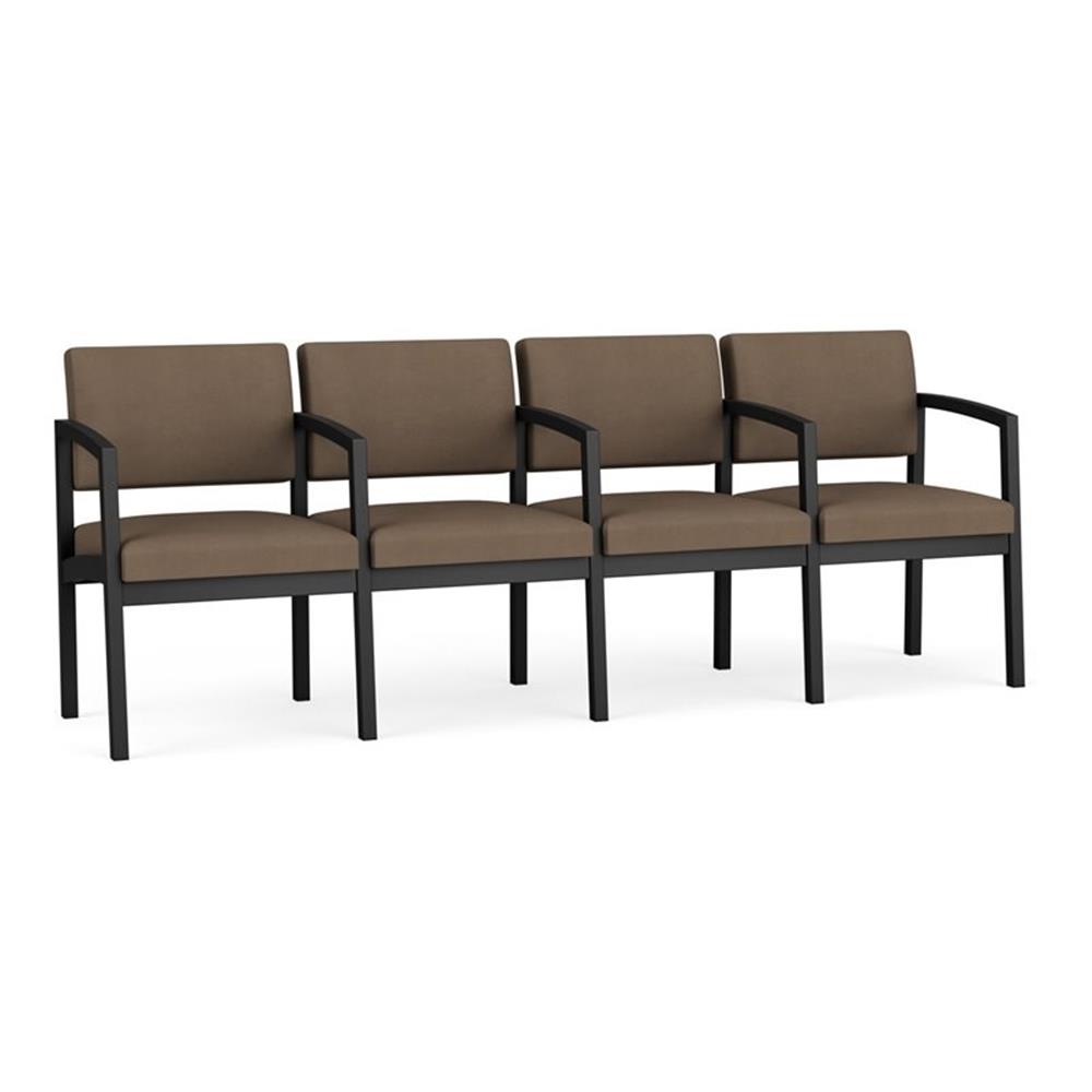 Fauteuil de Réception en Acier Lenox pour Salle d'Attente, 4 Places / Acier Noir / Brun