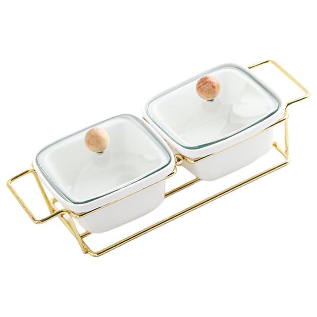 fastboy Plateau de Collations avec Couvercle Rangement pour Service Collations Apéritifs Noix Bol Facile Blanc 2 Compartiments
