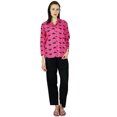 thumbnail image 1 of Bimba Womens Traditional PJ custom Pyjama Set Night Wear Pyjamas Sets Ladies Cat Print Pink & Black, 1 of 7