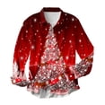 thumbnail image 1 of Kcodviy Male Autumn and Winter Large Mesh Christmas Theme Long Sleeve Mens Button Down Shirt Lapel All Print Shirt with Button Printed Breasted Shirt, 1 of 4