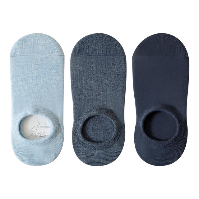 SECRET Comfort Cotton No Show Liner 3P 3-pack no-show sock liners in a soft cotton blend with polyester and spandex; non-slip heel, reinforced heel and toe, combed cotton and moisture-wicking construction. Fits shoe sizes 6-10 and pairs with sneakers. OEKO-TEX® tested for harmful substances; FSC certified packaging. Often used as a low-profile liner for slip-on sneakers during travel.
