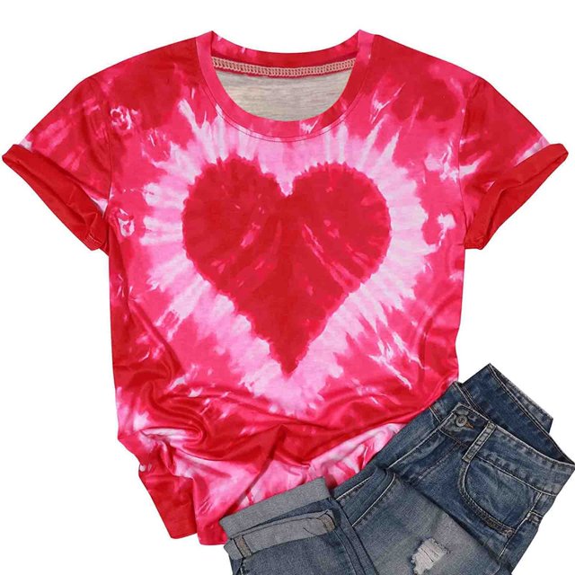 Chemises pour Femmes Tendance Été Femmes Décontracté Manches Courtes Impression Numérique à Nouer Col Rond T-Shirt Ample Blouse Hauts Blouses Courtes pour Femmes en Liquidation