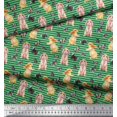 thumbnail image 3 of Soimoi Green polyester Crepe Fabric Stripe,Insect & Bunny Animal Decor Fabric Printed BTY 52 Inch Wide, 3 of 3