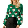 thumbnail image 3 of Pull de Noël pour Femmes, Manches Longues Décontracté Confortable Col Rond Mode Femme Pull Tricoté Père Noël pour Hiver pour Extérieur Rose, Gris, Noir, Rouge, Bleu, Vert, 3 of 8