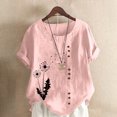 thumbnail image 1 of HWRETIE T-Shirt Imprimé pour Femme Col Rond Manches Courtes Ample Décontracté Blouse d'Été Hauts, 1 of 3