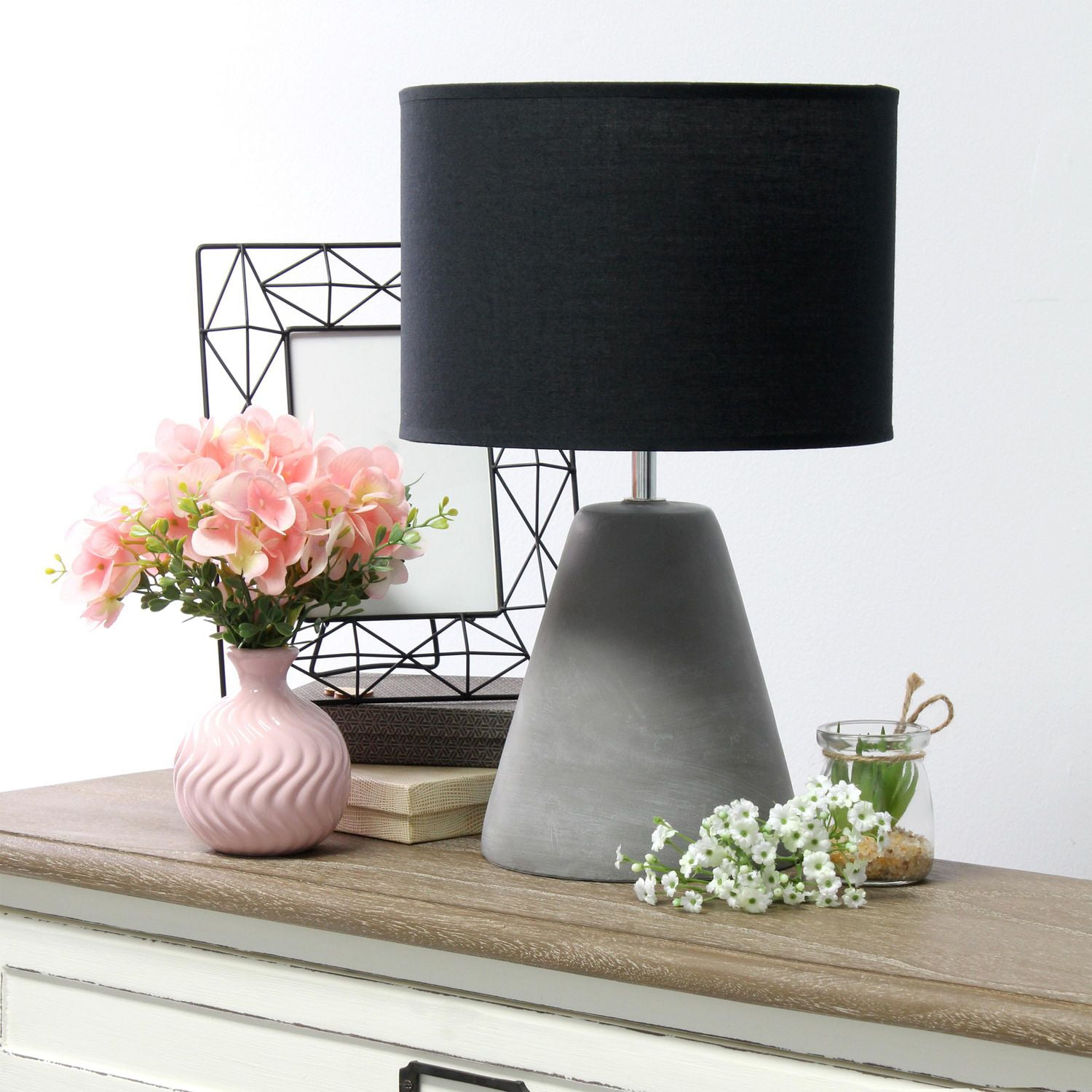 Simple Designs Lampe de table Pinnacle en béton, noir