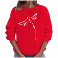 thumbnail image 2 of Chandails à Capuchon Mode pour Femmes 2023 Hauts Automne Manches Longues Ample Chandail à Enfiler Chemise Décontractée Dames Imprimé Poitrine Col Rond Chandails 50 % de Rabais Liquidation Costumes d'Halloween/Noël, 2 of 8